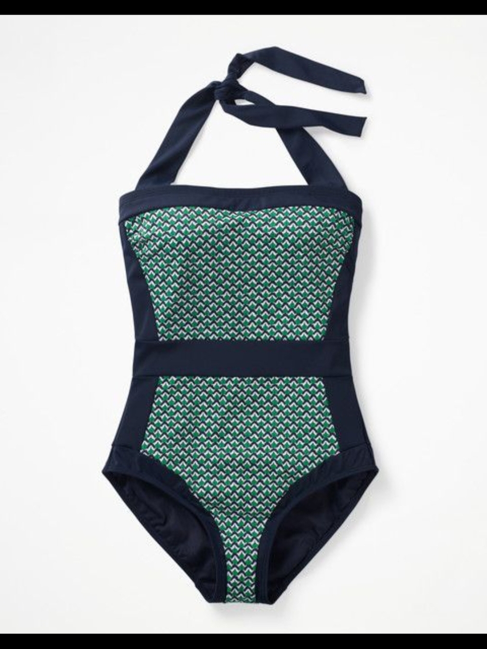 Boden Santorini Navy & Green Patterned One-Piece Swimsuit NWT